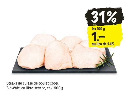 Steaks de cuisse de poulet Coop