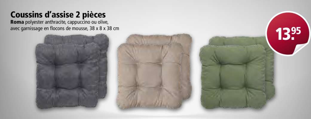 Coussins d'assise 2 pièces