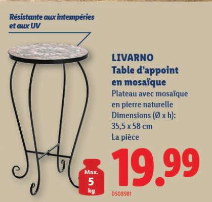 LIVARNO Table d’appoint en mosaïque