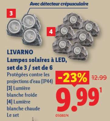 LIVARNO Lampes solaires à LED, set de 3 / set de 6