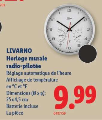LIVARNO Horloge murale radio-pilotée