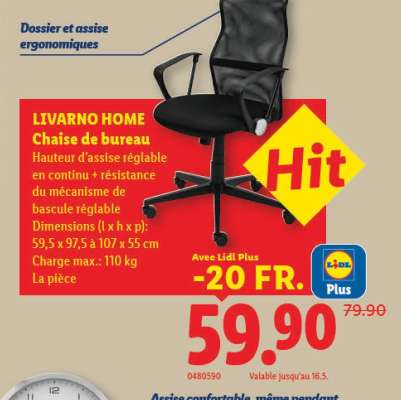 LIVARNO HOME Chaise de bureau