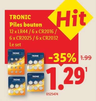 TRONIC Piles bouton