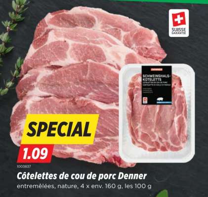 Côtelettes de cou de porc Denner