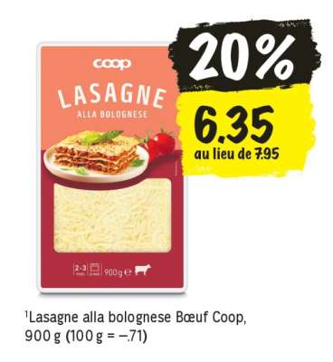 Lasagne alla bolognese Bœuf Coop
