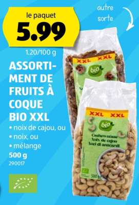 ASSORTIMENT DE FRUITS À COQUE BIO XXL