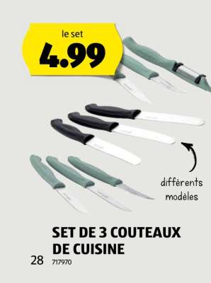 SET DE 3 COUTEAUX DE CUISINE
