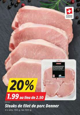 Steaks de filet de porc Denner