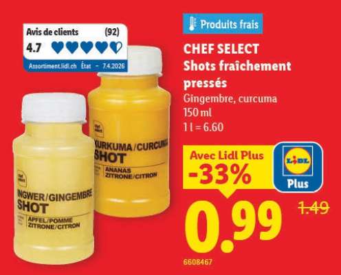 CHEF SELECT Shots fraîchement pressés