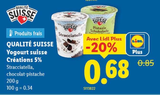 QUALITÉ SUISSE Yogourt suisse Créations 5%