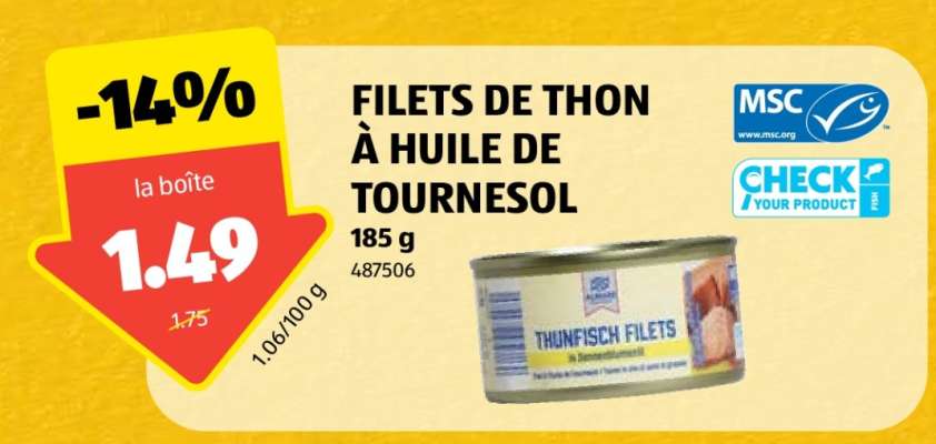 FILETS DE THON À HUILE DE TOURNESOL