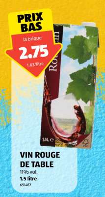 VIN ROUGE DE TABLE