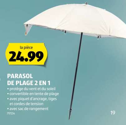 PARASOL DE PLAGE 2 EN 1