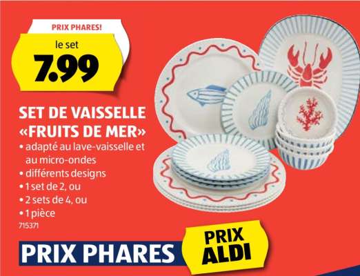 SET DE VAISSELLE «FRUITS DE MER»