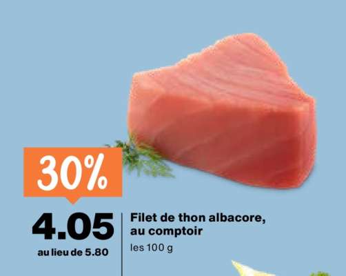 Filet de thon albacore, au comptoir