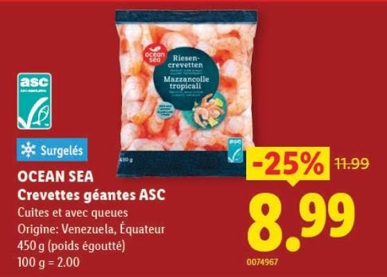 OCEAN SEA Crevettes géantes ASC