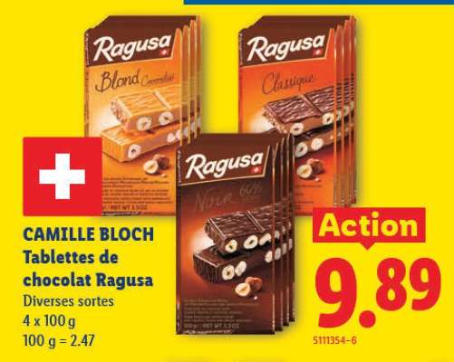 CAMILLE BLOCH Tablettes de chocolat Ragusa