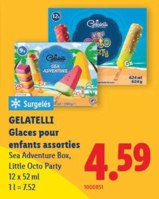 GELATELLI Glaces pour enfants assorties