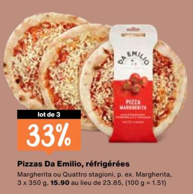 Pizzas Da Emilio, réfrigérées