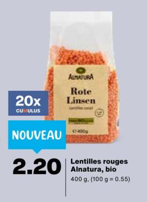 Lentilles rouges Alnatura, bio
