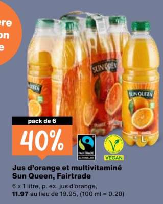 Jus d'orange et multivitaminé Sun Queen, Fairtrade