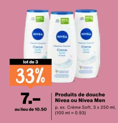 Produits de douche Nivea ou Nivea Men