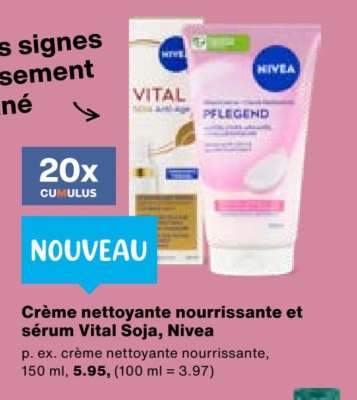 Crème nettoyante nourrissante et sérum Vital Soja, Nivea