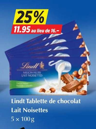 Lindt Tablette de chocolat Lait Noisettes