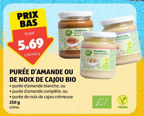 PURÉE D’AMANDE OU DE NOIX DE CAJOU BIO
