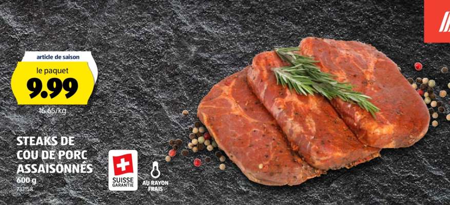 STEAKS DE COU DE PORC ASSAISONNÉS