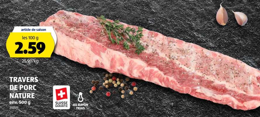 Travers de porc nature