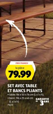 SET AVEC TABLE ET BANCS PLIANTS