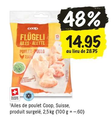 Ailes de poulet Coop, Suisse