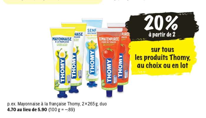 Mayonnaise à la française Thomy, 2 × 265 g, duo