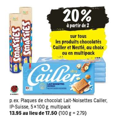 Plaques de chocolat Lait-Noisettes Cailler