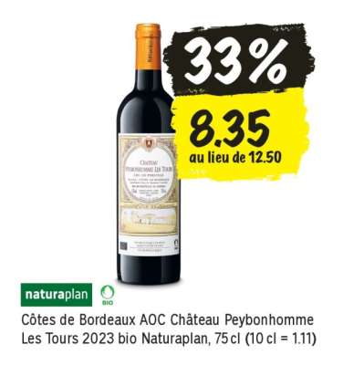 Côtes de Bordeaux AOC Château Peybonhomme Les Tours 2023 bio