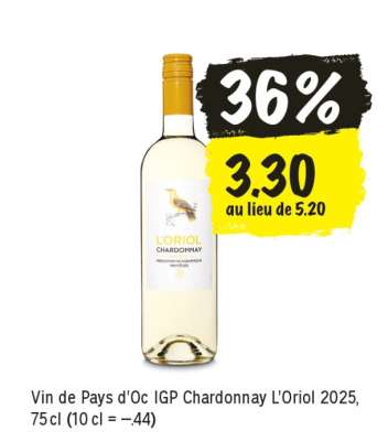 Vin de Pays d’Oc IGP Chardonnay L’Oriol 2025