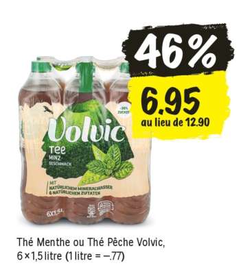 Thé Menthe ou Thé Pêche Volvic