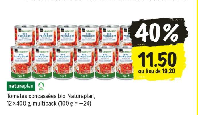 Tomates concassées bio Naturaplan