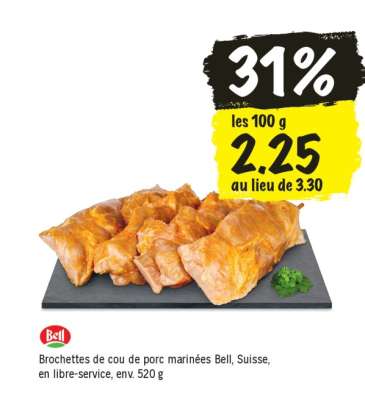 Brochettes de cou de porc marinées Bell