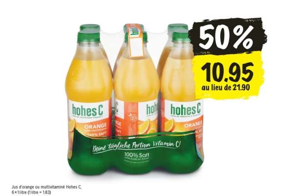 Jus d'orange ou multivitaminé Hohes C