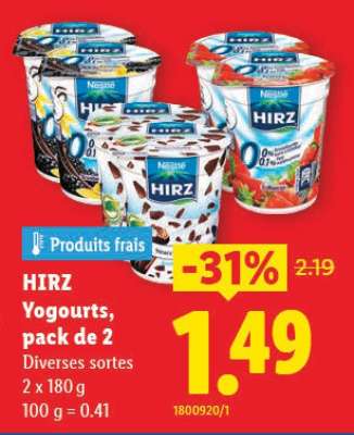 HIRZ Yogourts, pack de 2