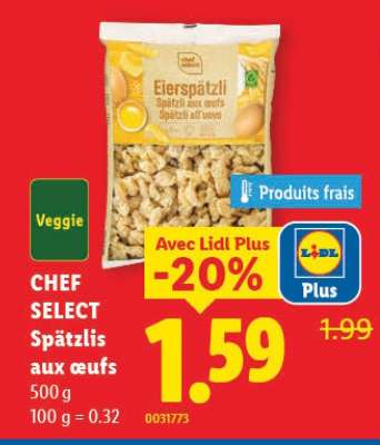 CHEF SELECT Spätzlis aux œufs