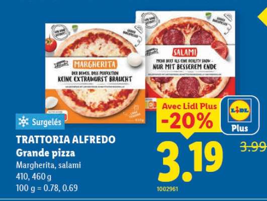 TRATTORIA ALFREDO Grande pizza