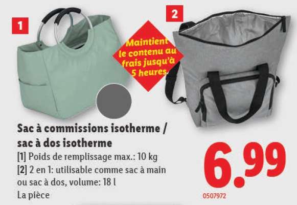 Sac à commissions isotherme / sac à dos isotherme