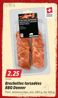 Brochettes torsadées BBQ Denner