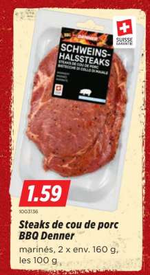 Steaks de cou de porc BBQ Denner