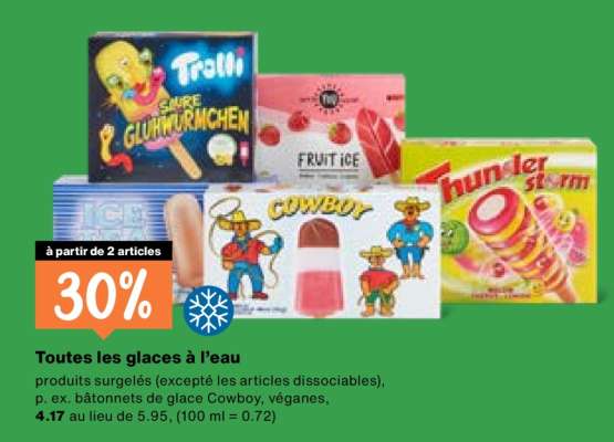Toutes les glaces à l’eau