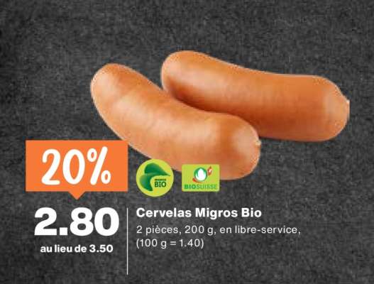 Cervelas Migros Bio