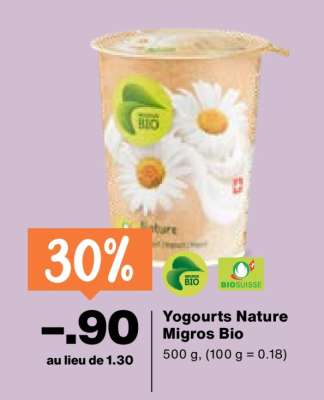Yogourts Nature Migros Bio